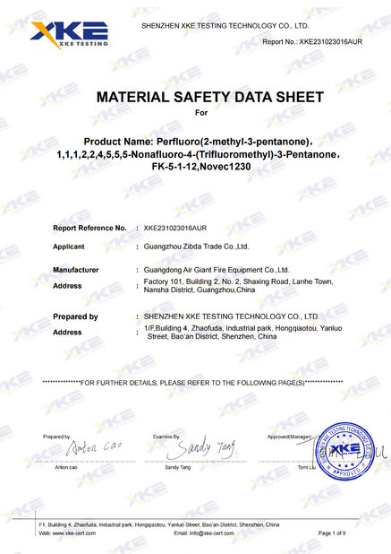 China Guangdong Air Giant Fire Equipment Co.,Ltd. certification