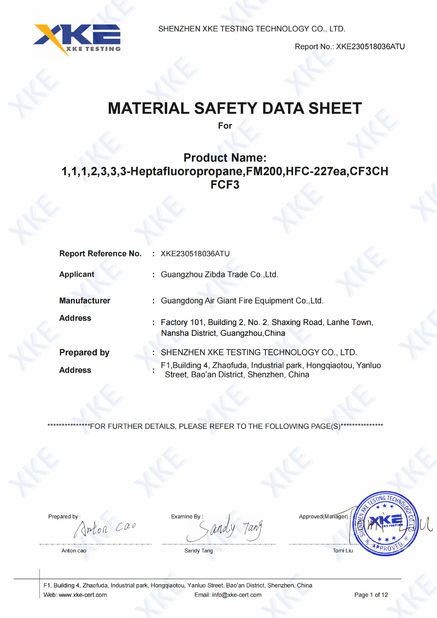 China Guangdong Air Giant Fire Equipment Co.,Ltd. certification